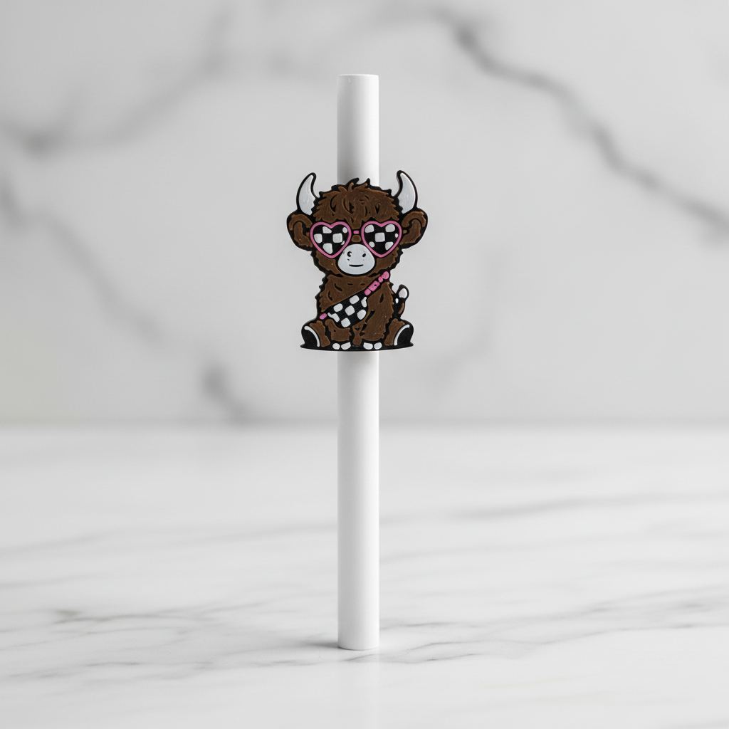 Highland Cow Straw Topper