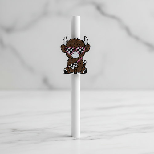Highland Cow Straw Topper