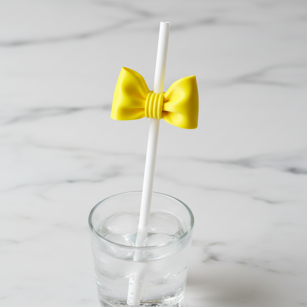 Yellow Bow Straw Topper - Pro Ad