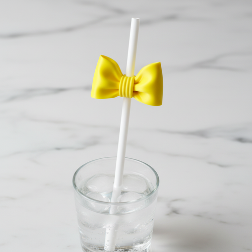 Yellow Bow Straw Topper - Pro Ad
